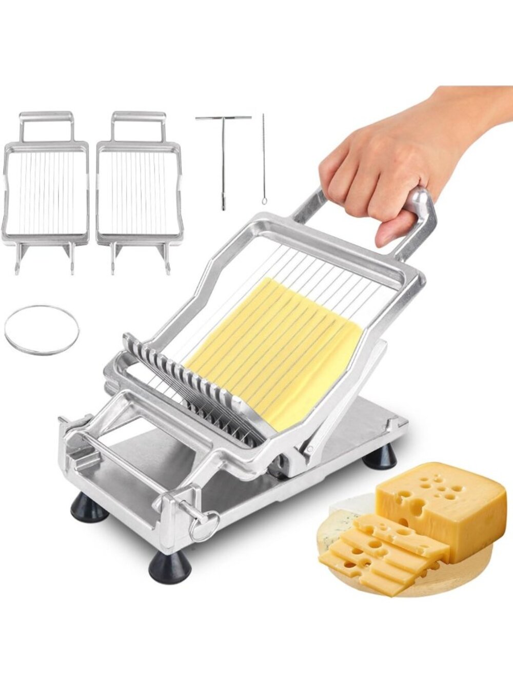 Heavy-Duty Cheese Slicer with Adjustable Wire, Aluminum & Stainless Steel Cutter